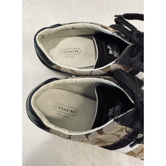Coach Signature Joss Ladies Sz 8M Monogram Brown Leather & Suede Sneakers EUC - Picture 8 of 9
